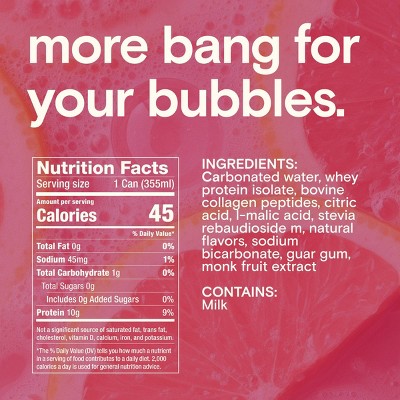 Waay Sparkling 10g Protein Clear Whey + Collagen, 0g Sugar Drink - Grapefruit - 12oz