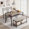Dining Table Set For 4, Room Dining Table Set With Storage Benches, Kitchen Table And Chairs For 4 With Wine Rack, Rectangular Kitchen Table Set - 2 of 4