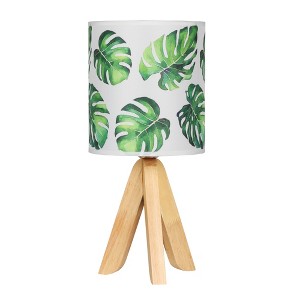 Oumilen 15.4" Wood Table Lamp with Leaf Print Shade - 1 of 1