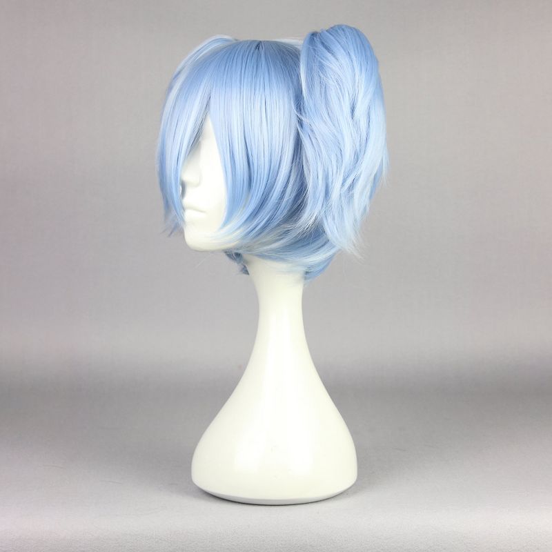 Unique Bargains Women's Wigs 12" Sky Blue with Wig Cap Short Hair Ponytail, 3 of 7