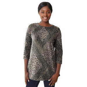 Jessica London Women's Plus Size Stretch Cotton Boatneck Tunic - 1 of 4