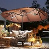 Outsunny Double-sided Outdoor Patio Umbrella with Solar Lights and Base, Dining Table Umbrella Push Button Tilt, Coffee - 2 of 4
