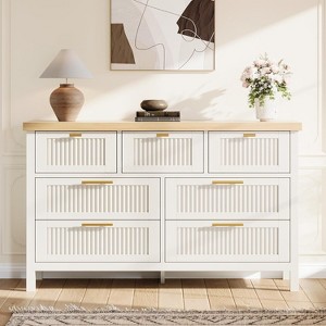 Fluted 7-Drawer Dresser, 47.4" Wide Wood Chest of Drawers & Clothes Storage Cabinet, TV Stand for Bedroom/Nursery/Living - 1 of 4