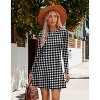 2025 Women's Long Sleeve Sweater Dress for Fall, Crew Neck Knit Midi Dress Black and White - 2 of 4