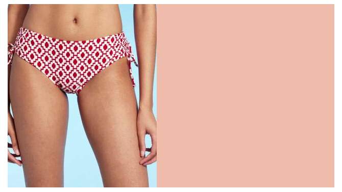 Women's Side Tunneled Hipster Bikini Bottom - Shade & Shore™ Red Geo Print , 2 of 7, play video