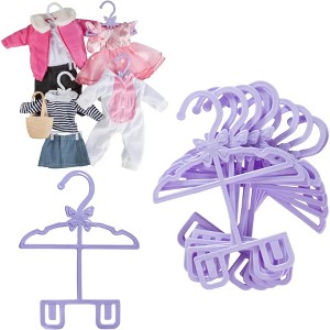 Dress Along Dolly Purple Full-Outfit Hanger 24pk for 18" Doll Clothes, Compatible w American Girl Doll- Hold Dresses, Pants, Shirts & Accessories - 1 of 4
