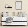 Twin Metal Daybed with Trundle - Pull-Out Bed Frame with 6 Casters, Steel Slats, No Box Spring Needed, Sofa Bed for Living Room, Bedroom, Black - 3 of 4