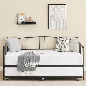 Whizmax Daybed and Trundle Frame Set, Premium Steel Slat Support, Daybed and Roll Out Trundle Accommodate, No Box Spring Needed - 1 of 4