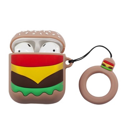 Insten Cute Case Compatible with AirPods 1 & 2 - Hamburger Cartoon Silicone Cover with Ring Strap