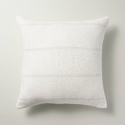 18x18 Hem Stitch Stripe Square Throw Pillow Cream - Hearth & Hand™ With Magnolia : Target