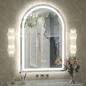 Apmir Super Bright 192 LEDs/m LED Lighted Anti-Fog Tempered Glass Arched Bathroom/Vanity Mirror with ETL & 3-Year Warranty - 1 of 4