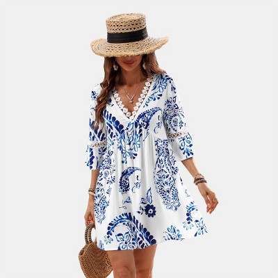 Women's Floral Paisley Print Lace Dress - Cupshe