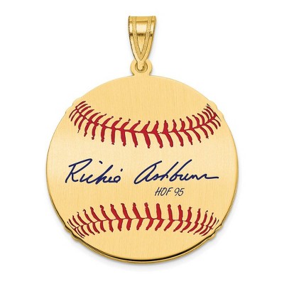 Black Bow Jewelry 14K Gold Plated Richie Ashburn Signature MD Enamel Baseball Pendant