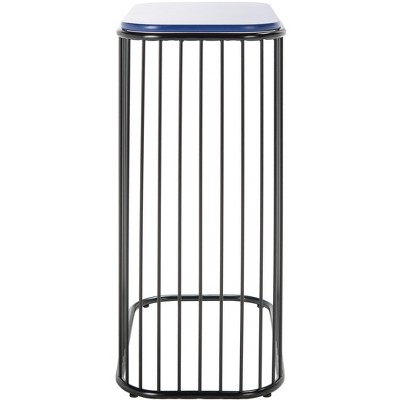 Astonishing Asymmetry Blue and Black Metal Wood Side Table