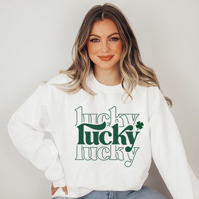 Simply Sage Market Women's Graphic Sweatshirt Lucky Clover Checkered