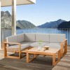 Resenkos 4 Seater L Shaped Patio Furniture Set, Outdoor Sectional Furniture, Poplar, Polyester, Foam, Gray - 3 of 4