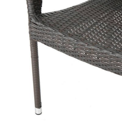 Mirage Brown Wicker Stackable Outdoor Dining Chairs with Iron Frame