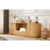 Okak Wooden Vertical Stripe Sideboard Cabinet, Buffet Cabinet with Two Doors and One Drawer, Storage Cabinet for Living Room, Dining Room, Natural - 3 of 4