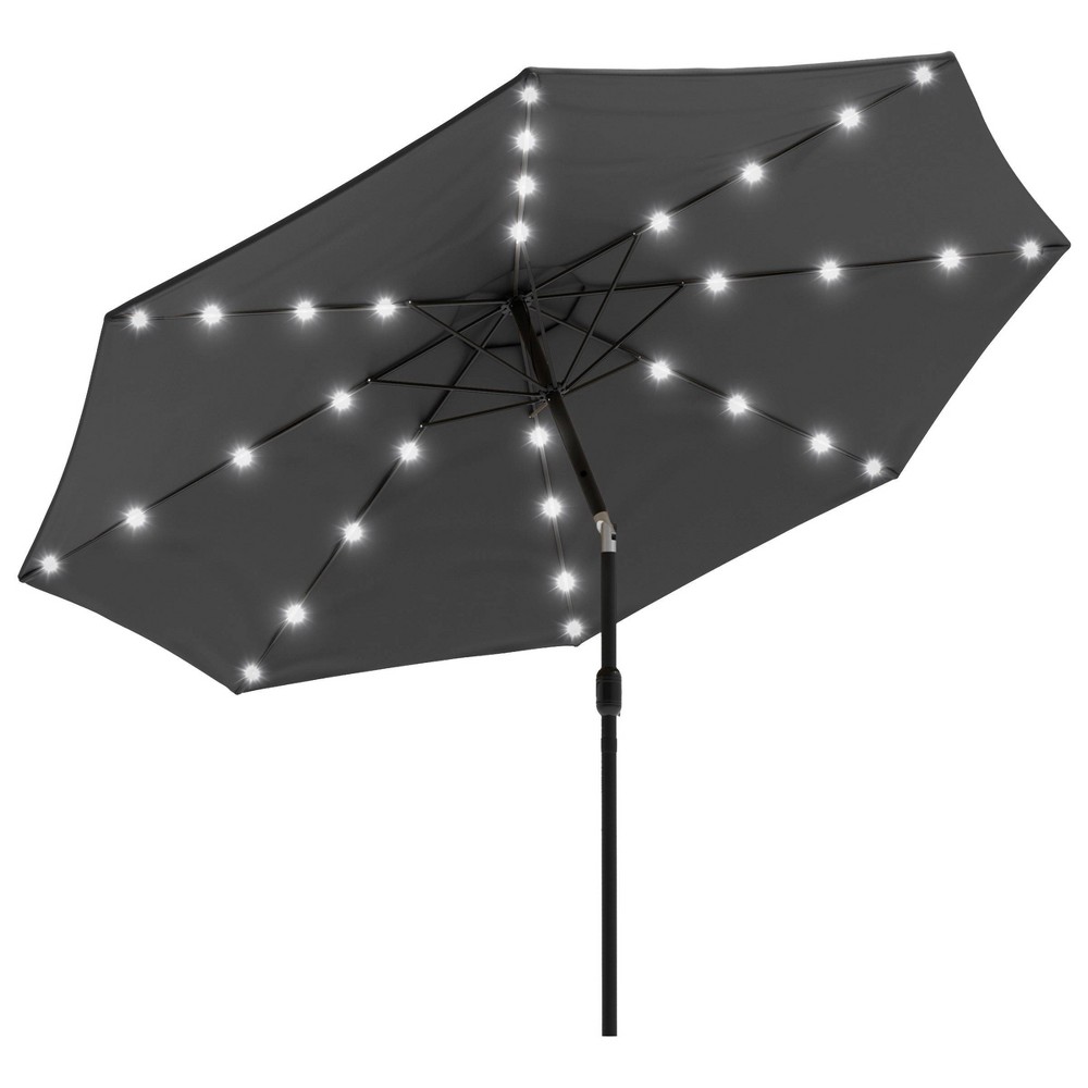 Photos - Parasol Pure Garden 10' Octagon Outdoor Patio Market Umbrella: Solar LED, Water-Re