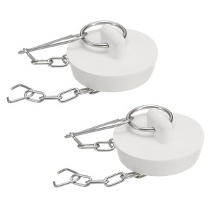 Unique Bargains Rubber Stainless Steel Beaded Chain with Pull Ring Drain Stoppers 2 Pcs - 1 of 4