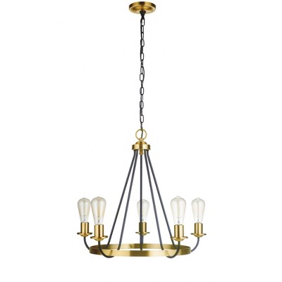 Craftmade Lighting Randolph 5 - Light Chandelier in  Flat Black/Satin Brass
