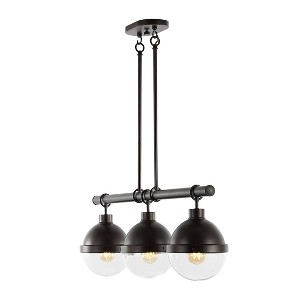 33" 3-Light Caleb Industrial Farmhouse Iron/Glass LED Pendant for Kitchen Island, Pool Table - JONATHAN Y - 1 of 4