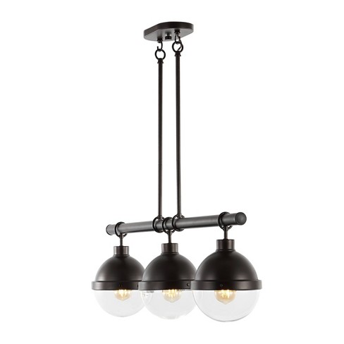 33" 3-Light Caleb Industrial Farmhouse Iron/Glass LED Pendant for Kitchen Island, Pool Table - JONATHAN Y - image 1 of 4