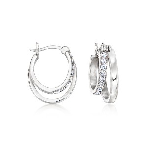 Ross-Simons 0.60 ct. t.w. CZ Double-Row Hoop Earrings in Sterling Silver - 1 of 3