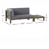 GDFStudio Keith Outdoor Acacia Wood Left Arm Loveseat and Coffee Table Set with Cushion - 3 of 4