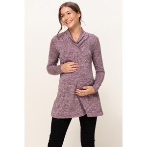 Hello MIZ Womens Shawl Collar Maternity Knit Tunic Sweater - 1 of 1