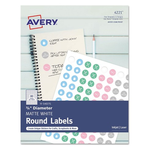 Avery Printable Self-adhesive Permanent 3/4 Round Id Labels 3/4