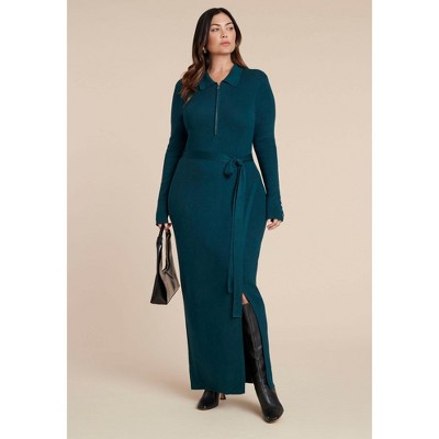 ELOQUII Zipper & Tie Sweater Dress