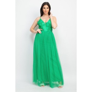 I AM A FASHION JUNKY Glittered Straps Mesh Tulle Maxi Dress - 1 of 3