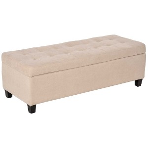 HOMCOM Bench with Storage, Upholstered Ottoman Footrest with Soft Close Lid for Living Room, Entryway or Bedroom, Cream White - 1 of 4