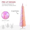 HOMCOM 6ft Tall Pencil Prelit Artificial Christmas Tree Holiday D¨¦cor with 360 Colorful Surface Branches, 200 Colorful LED Lights, Pink - 3 of 4