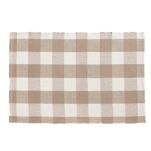 Tan and White Buffalo Check Country Kitchen Mat