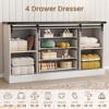 Farmhouse Wood TV Stand with Sliding Barn Doors & 4 Large Drawers - 4 of 4
