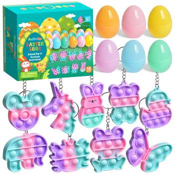 Fun Little Toys Easter Eggs Prefilled with Keychain Poppers, 18 pcs