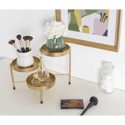 Gold Tri-Level Metal Tabletop Planter Stand, 7.3x7.3x10