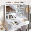 WAYES Vanity Desk with Mirror, Lights, Storage Drawers, Shelves - 3-Foot Makeup Table for Bedroom, White - 4 of 4