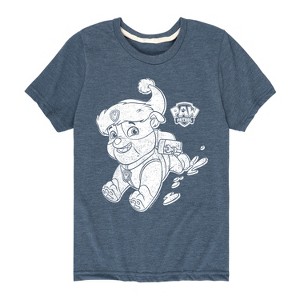 Boys' - Paw Patrol - Rubble Santa Hat Short Sleeve Graphic T-Shirt - 1 of 4