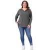 Women's Plus Size V Neck Long Sleeve Button Decor Solid Casual Tunic Tops - Agnes Orinda - 3 of 4