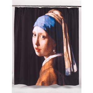 Carnation Home Fashions "Girl with the Pearl Earring" Museum Collection 100% Polyester Fabric Shower Curtain - Multi 70x72" - 1 of 3