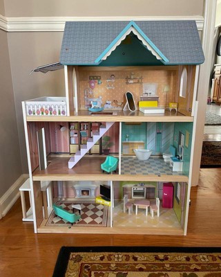 Doll House for 3 Year Old Girls,4-Story 13 Rooms Doll House,Fully Furnished  Dollhouses w/Lights,Play Mat and Upgraded Doll,Play House