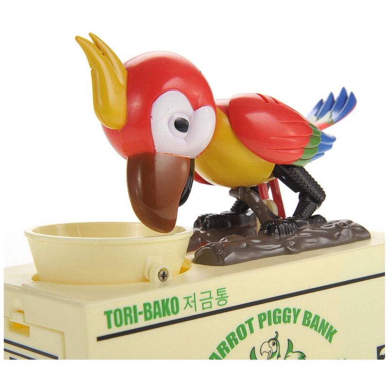 Insten Parrot Piggy Bank Robotic Coin Munching Toy Money Box, Red, 6.6x6.5 Inches, 3 of 9