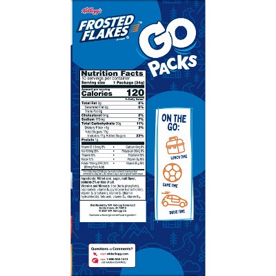 Kellogg's Frosted Flakes Go Packs Breakfast Cereal - 12oz/10ct