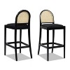 CAVINAS 30.5" Bar Stool Set of 2, Dining Bar Stools with Black Boucle Upholstery, Cane Webbing Back - 3 of 4