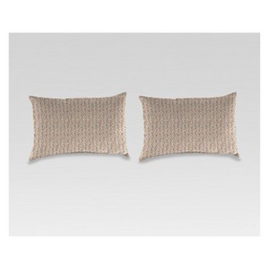 Outdoor Set of 2 Lumbar Accessory Toss Pillows - Beige with Dots - Jordan Manufacturing