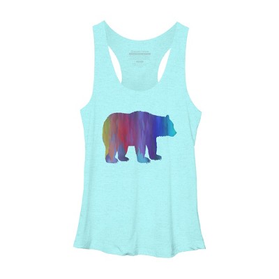 Adult Design By Humans Rainbow Watercolor Artistic Bear By Maryedenoa Racerback Tank Top