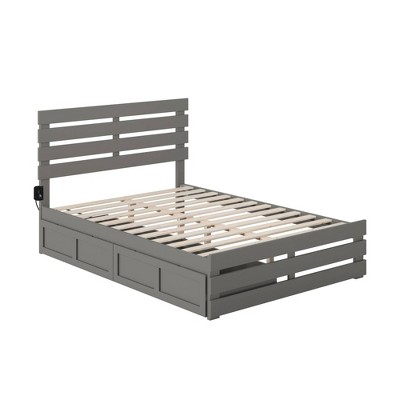 Full Oxford Bed with Footboard and USB Turbo Charger with 2 Drawers Gray - Atlantic Furniture